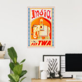 Reisposterprint India Delhi Vintage Reisposter Poster (Thuiskantoor)