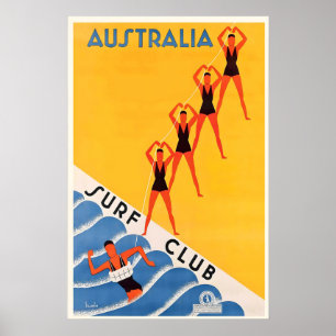 Reisposterprint van Australia Surf Club uit het ve Poster