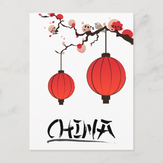 Reisposterprint van Chinese lantaarns. Briefkaart (Voorkant)