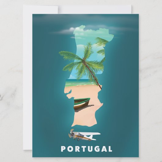 Reisposterprint van de kaart van Portugal. (Voorkant)