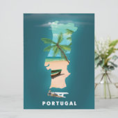 Reisposterprint van de kaart van Portugal. (Staand voorkant)