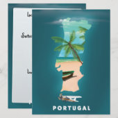 Reisposterprint van de kaart van Portugal. (Voorkant / Achterkant)