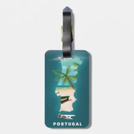 Reisposterprint van de kaart van Portugal. Bagagelabel