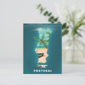 Reisposterprint van een kaart van Portugal. (Staand voorkant)