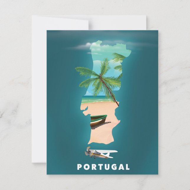 Reisposterprint van kaart van Portugal. (Voorkant)