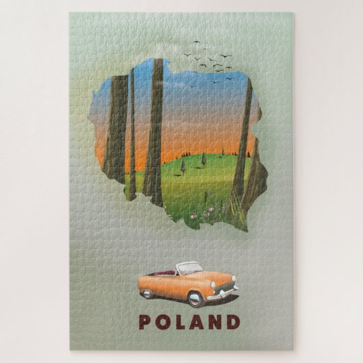 Reisposterprint van Polen met illustraties. Legpuzzel (Verticaal)