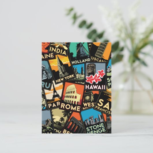 Reisposters retro  Europe azione usa Briefkaart (Staand voorkant)