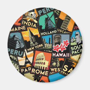 Reisposters retro  Europe azione usa Magneet