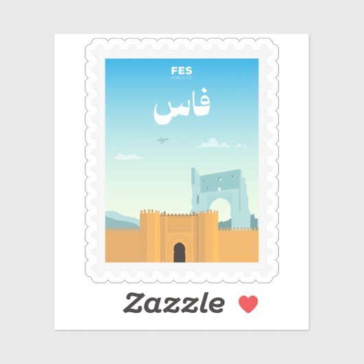 Reispostzegel uit Fes, Marokko Sticker (Vel)