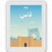 Reispostzegel uit Fes, Marokko Sticker (Voorkant)