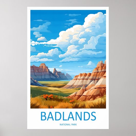 Reisprent Badlands National Park Muur Kunst Poster (Voorkant)