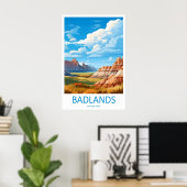 Reisprent Badlands National Park Muur Kunst Poster (Thuiskantoor)