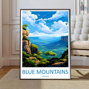 Reisprent Blauwe Berg Muur Kunst Blauwe Berg Poster