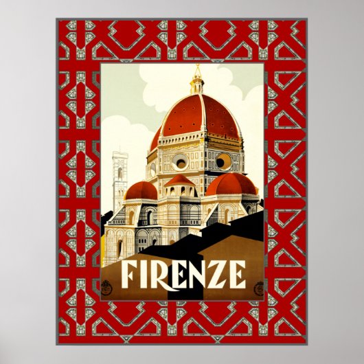 Reisprent Firenze Italië vintage Poster (Voorkant)