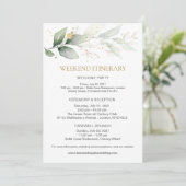 Reisprogramma groen & goud trouwweekend kaart (Staand voorkant)