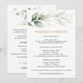 Reisprogramma groen & goud trouwweekend kaart (Voorkant / Achterkant)