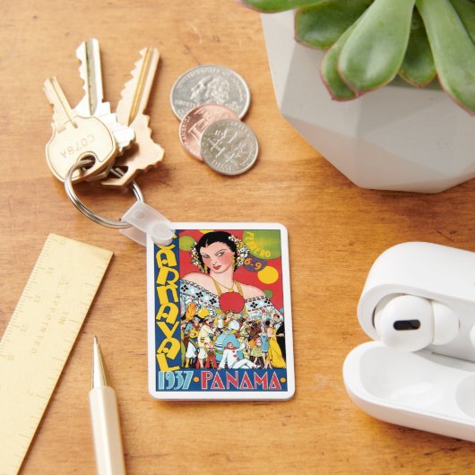 Reisreclame 1937 Panamese Carnaval Feest Vrouw Sleutelhanger (Bureau)