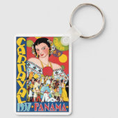 Reisreclame 1937 Panamese Carnaval Feest Vrouw Sleutelhanger (Achterkant)