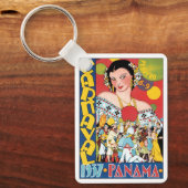 Reisreclame 1937 Panamese Carnaval Feest Vrouw Sleutelhanger (Voorkant)