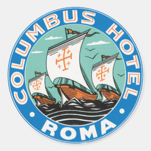 Reisreclame uit het verleden, Columbus Hotel in Ro Ronde Sticker