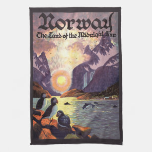 Reisreclame uit het verleden, Noorwegen Fjord Land Theedoek