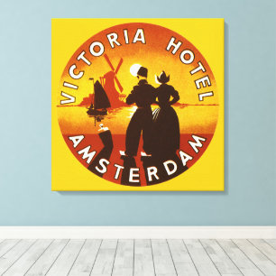 Reisreclame Victoria Hotel, Amsterdam, Holland Canvas Afdruk