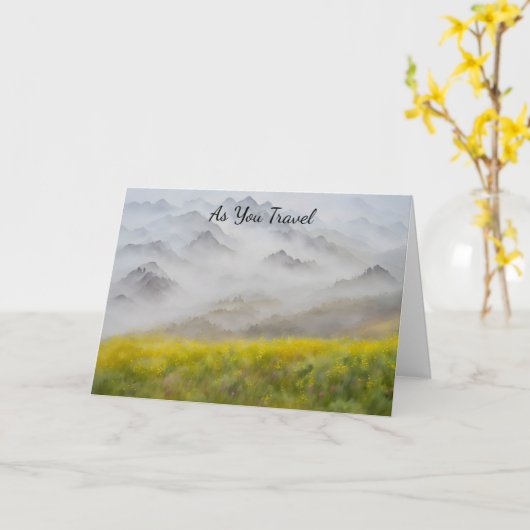 Reisreis Best Wishes Landscape Art Kaart (Gele Bloem)