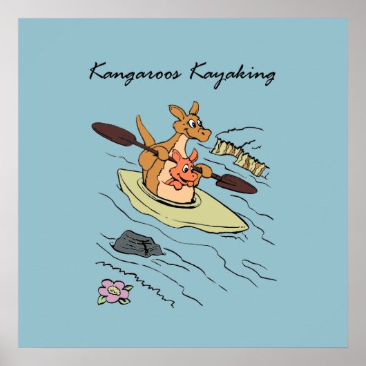 Reisreis Kangaroo Blue Cartoonish Poster (Voorkant)