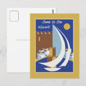 Reisreis van de  Griekse eilanden Retro adverteren Briefkaart (Voorkant / Achterkant)