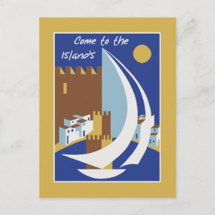 Reisreis van de  Griekse eilanden Retro adverteren Briefkaart