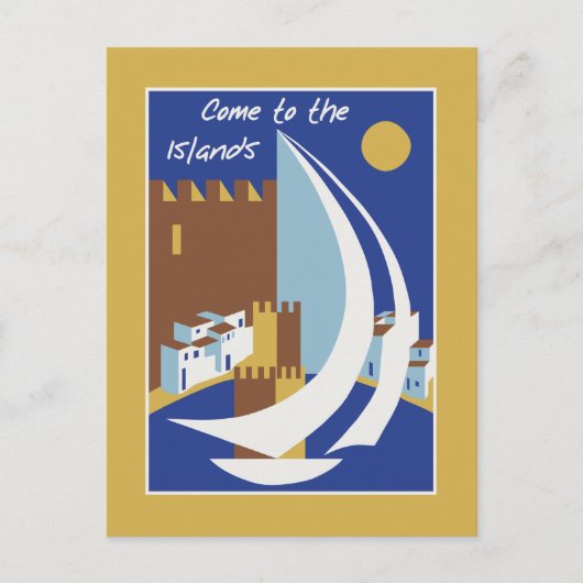 Reisreis van de  Griekse eilanden Retro adverteren Briefkaart (Voorkant)
