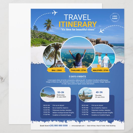 Reisroute Flyer Sjabloon (Voorkant / Achterkant)