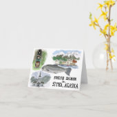 Reisschets Notecard: Zalm in Sitka, Alaska Kaart (Gele Bloem)