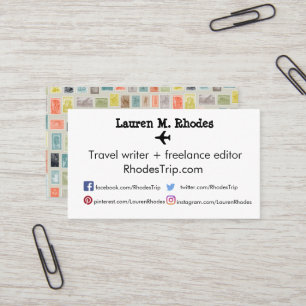 Reisschrijver/Blogger Stamp Thed Cards Visitekaartje