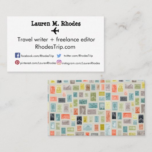 Reisschrijver/Blogger Stamp Thed Cards Visitekaartje (Voorkant / Achterkant)