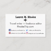 Reisschrijver/Blogger Stamp Thed Cards Visitekaartje (Voorkant)