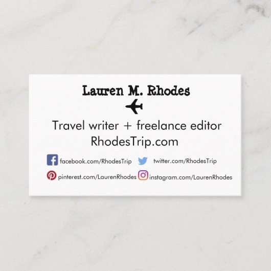 Reisschrijver/Blogger Stamp Thed Cards Visitekaartje (Voorkant)