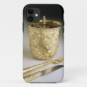 Reisset van een mes, vork, lepel en bekerglas iPhone 11 hoesje