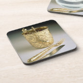 Reisset van een mes, vork, lepel en bekerglas drankjes onderzetter (Linkerzijde)