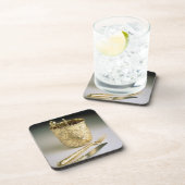 Reisset van een mes, vork, lepel en bekerglas drankjes onderzetter (Rechterzijde)