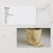 Reisset van een mes, vork, lepel en bekerglas visitekaartje (Voorkant / Achterkant)