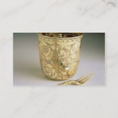 Reisset van een mes, vork, lepel en bekerglas visitekaartje (Achterkant)