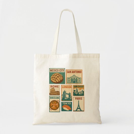 Reissteden  Postzegel Esthetisch Tote Bag (Voorkant)