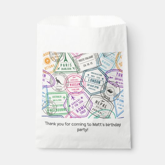Reisstempels Verjaardagsfeest Bedankzakje (Voorkant)