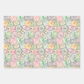 Reisstempels Verjaardagsfeest Inpakpapier Vel (Voorkant 3)