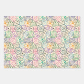 Reisstempels Verjaardagsfeest Inpakpapier Vel (Voorkant)