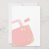 Reistas koffer geel goud roze vertrek feest kaart (Achterkant)