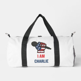 reistas met de zin "Ik ben Charlie"  Plunjezak