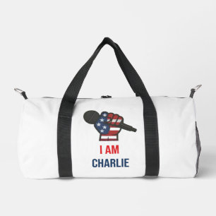 reistas met de zin "Ik ben Charlie" Plunjezak