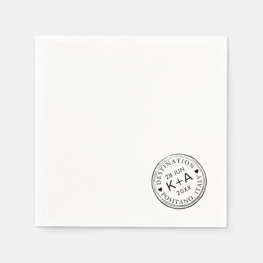 Reisthema Aangepaste paspoortstempel Bruiloft Servet (Voorkant)